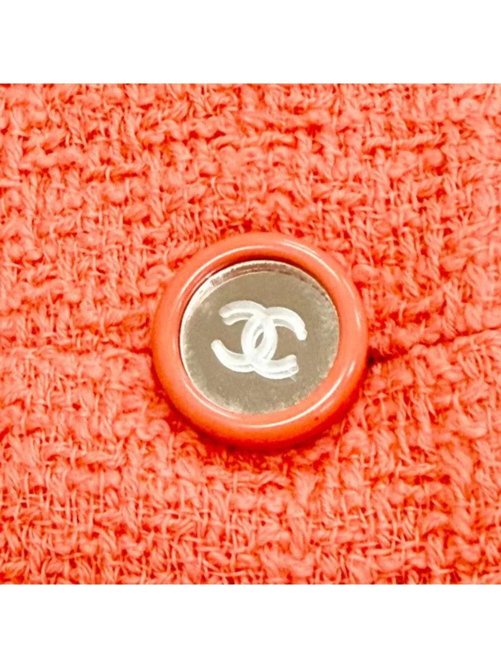 Chanel Vintage 95c Wool CC Logo Mirror Button Short Jacket Pink 40 French